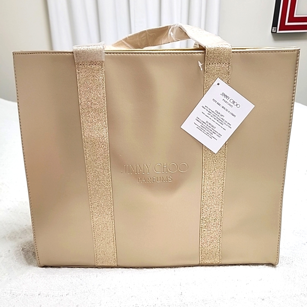 NWT Women's Jimmy Choo Parfums Gold & Sparkles Tote Bag